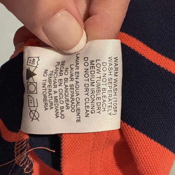 Polo X Franky Max Shirt Men XL Orange Blue Striped Big Pony Prep Mesh Academia - Picture 12 of 13